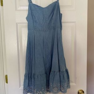 Jean material dress with straps
